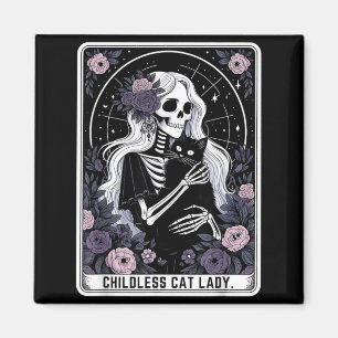 Childless Cat Lady Cute Gothic Skeleton Tarot Card Magnet