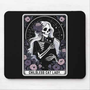 Childless Cat Lady Cute Gothic Skeleton Tarot Card Mouse Mat