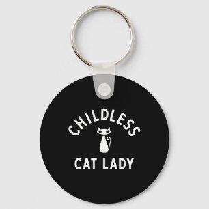 Childless Cat Lady Design With Cute Retro Cat Illu Key Ring