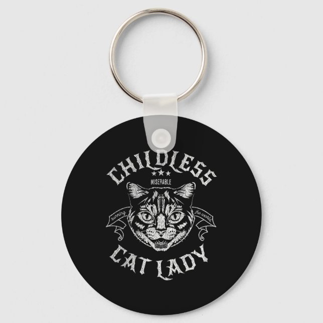 Childless Cat Lady Feminist Voting  Key Ring (Front)