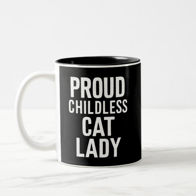 Childless Cat Lady for Cat Mum Women Cat Lady  Two-Tone Coffee Mug (Left)