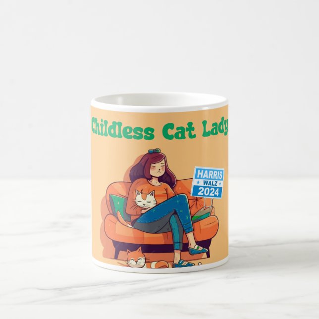 Childless Cat Lady for Harris/Walz  Coffee Mug (Center)