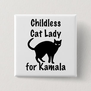 Childless Cat Lady for Kamala 15 Cm Square Badge