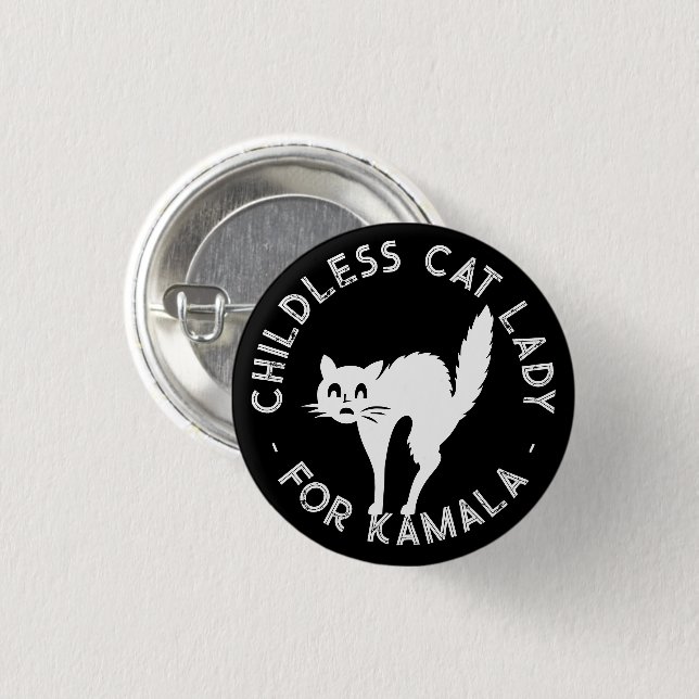 Childless Cat Lady for kamala funny cat black 3 Cm Round Badge (Front & Back)