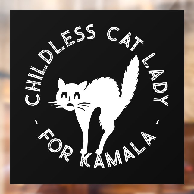 Childless Cat Lady for kamala funny cat black Window Cling (Sheet 2)