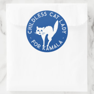 Childless Cat Lady for kamala funny cat blue Classic Round Sticker