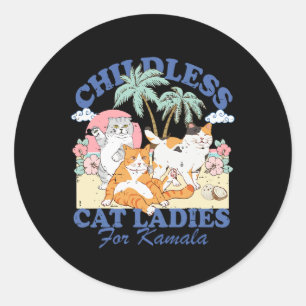 Childless Cat Lady For Kamala Harris 2024 Election Classic Round Sticker