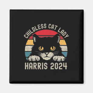 Childless Cat Lady For Kamala Harris 2024 Retro Bl Magnet