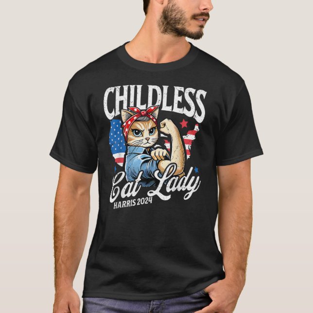 Childless Cat Lady For Kamala Harris Cat Lovers Vo T-Shirt (Front)