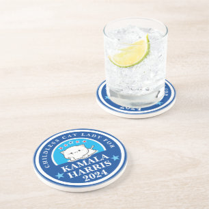 Childless Cat Lady for Kamala Harris Coaster