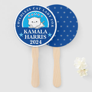Childless Cat Lady for Kamala Harris Hand Fan