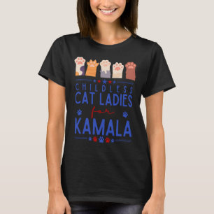 Childless Cat Lady For Kamala Harris Tim Waltz 202 T-Shirt