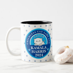 Childless Cat Lady for Kamala Harris Two-Tone Coffee Mug