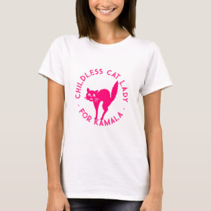 Childless Cat Lady for kamala hot pink typography T-Shirt