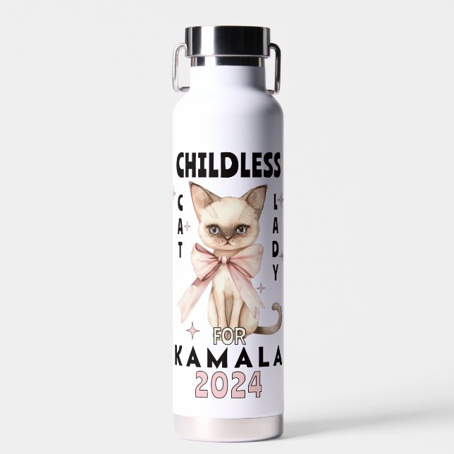 Childless Cat Lady for Kamala  Water Bottle (Front)