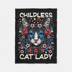Childless Cat Lady Funny Cat Lover 4 Fleece Blanket
