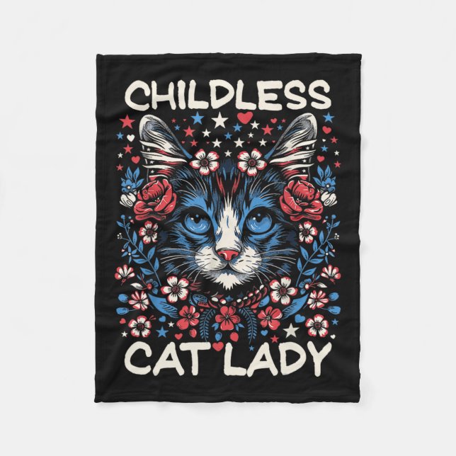 Childless Cat Lady Funny Cat Lover 4  Fleece Blanket (Front)