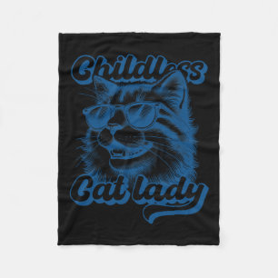 Childless Cat Lady Funny Cat Lover  Fleece Blanket