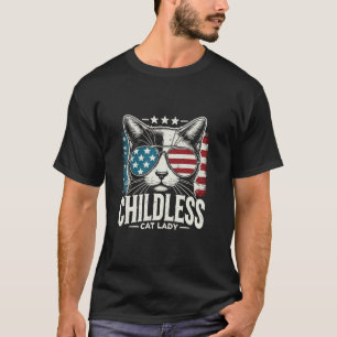 Childless Cat Lady Funny Kamala Harris American Fl T-Shirt