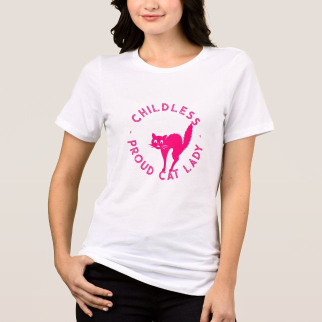 Childless Cat Lady funny pink cat typography  Tri-Blend Shirt (Front)