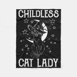 Childless Cat Lady Halloween Cat Shirt For Women Fleece Blanket