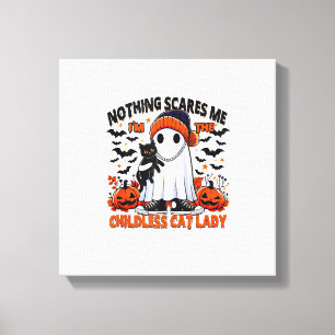 Childless Cat Lady Halloween Spooky Ghost Costume Canvas Print
