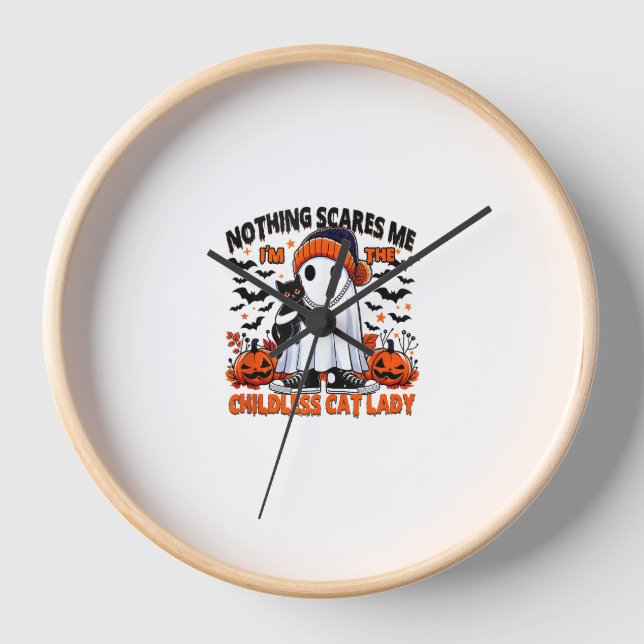 Childless Cat Lady Halloween Spooky Ghost Costume  Clock (Front)