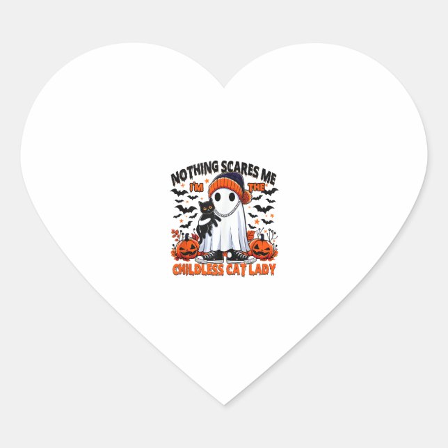 Childless Cat Lady Halloween Spooky Ghost Costume  Heart Sticker (Front)