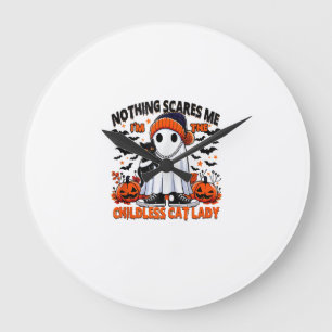 Childless Cat Lady Halloween Spooky Ghost Costume Large Clock