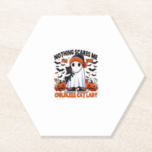 Childless Cat Lady Halloween Spooky Ghost Costume Paper Coaster