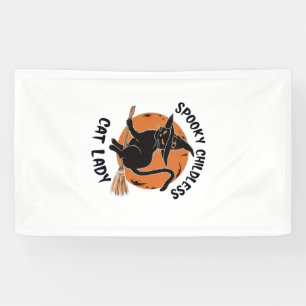 Childless Cat Lady Halloween Spooky Witch Election Banner