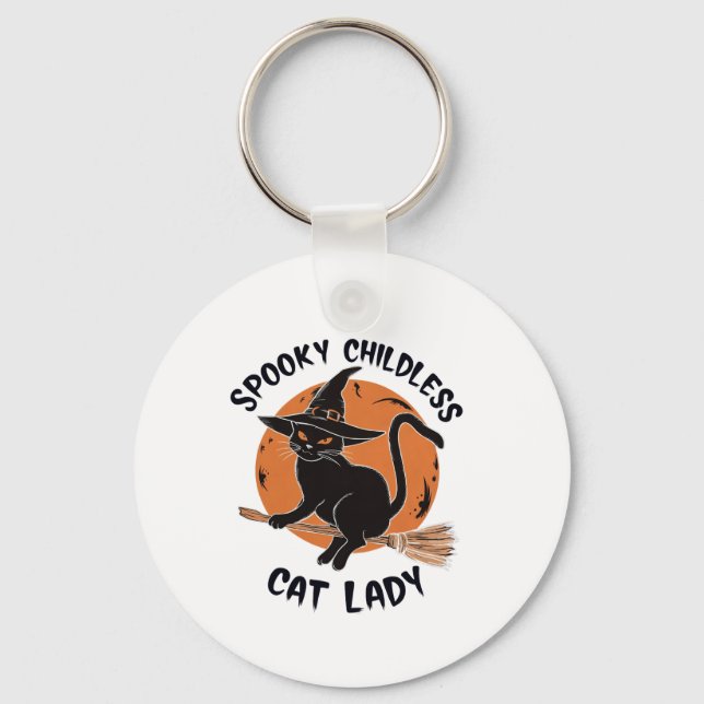 Childless Cat Lady Halloween Spooky Witch Election Key Ring (Front)