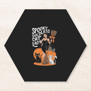 Childless Cat Lady Halloween Spooky Witch Election Paper Coaster