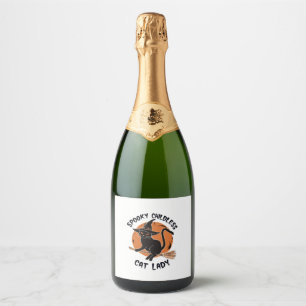 Childless Cat Lady Halloween Spooky Witch Election Sparkling Wine Label