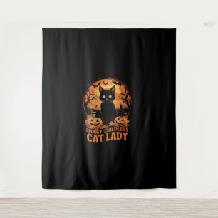 Childless Cat Lady Halloween Spooky Witch Election Tapestry