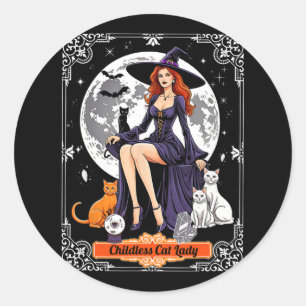 Childless Cat Lady Halloween Witch Cats Witchy Spo Classic Round Sticker