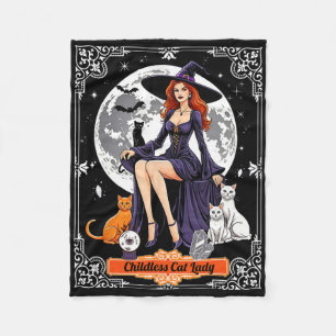 Childless Cat Lady Halloween Witch Cats Witchy Spo Fleece Blanket