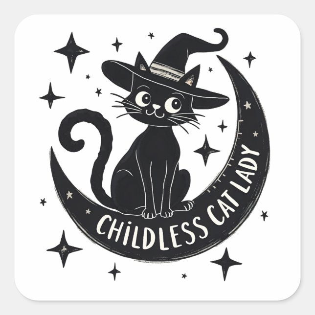 Childless Cat Lady Harris Walz Halloween Pastel Square Sticker (Front)
