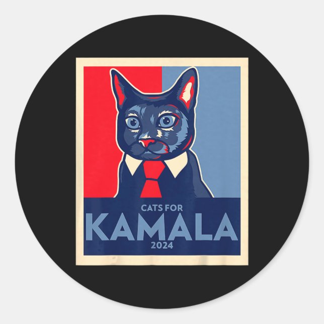 Childless Cat Lady Is Voting Kamala Harris 2024 1  Classic Round Sticker (Front)
