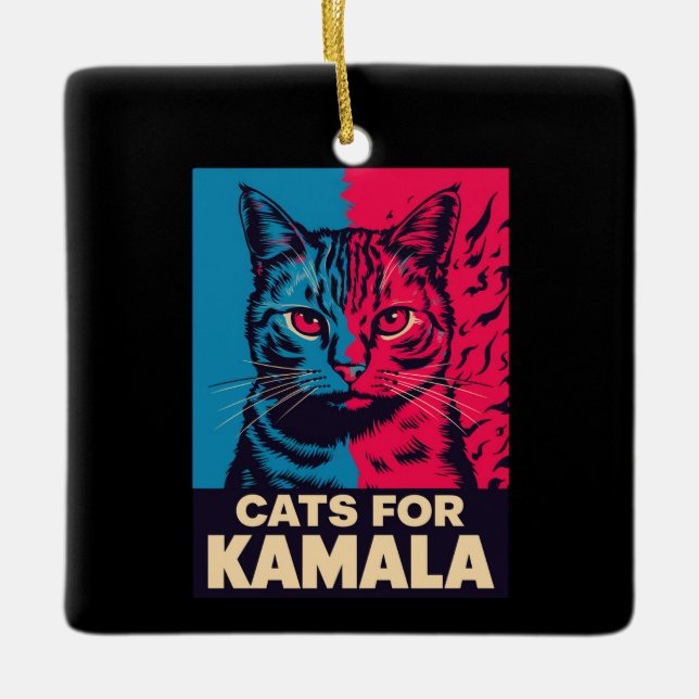 Childless Cat Lady is Voting Kamala Harris 2024 Ceramic Ornament (Front)