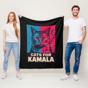 Childless Cat Lady is Voting Kamala Harris 2024 Fleece Blanket