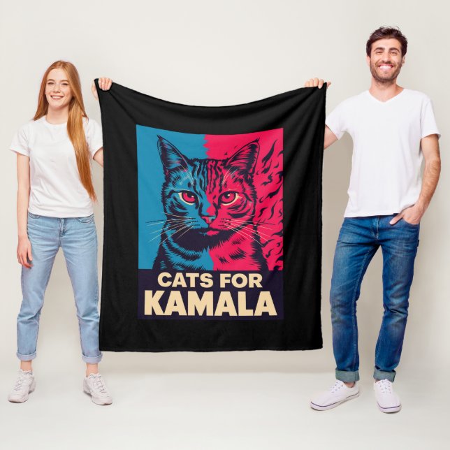 Childless Cat Lady is Voting Kamala Harris 2024 Fleece Blanket (In Situ)
