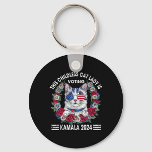 Childless Cat Lady Is Voting Kamala Harris 2024 Key Ring