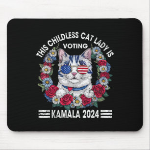Childless Cat Lady Is Voting Kamala Harris 2024  Mouse Mat