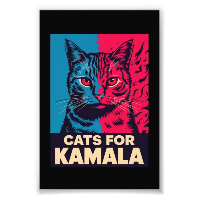 Childless Cat Lady is Voting Kamala Harris 2024 Photo Print (Front)