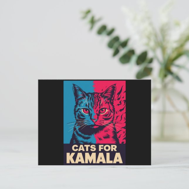 Childless Cat Lady is Voting Kamala Harris 2024 Postcard (Standing Front)
