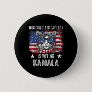Childless Cat Lady Is Voting Kamala Harris 2024 Us 6 Cm Round Badge