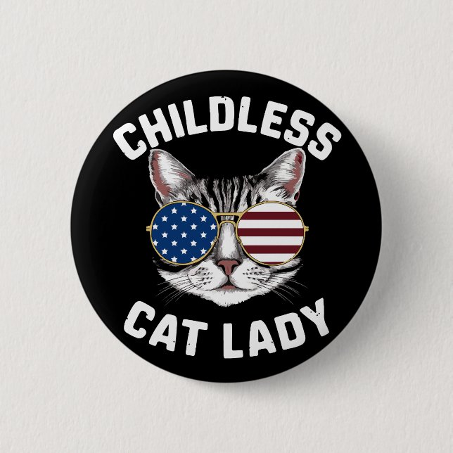 Childless Cat Lady Kamala Harris 2024 6 Cm Round Badge (Front)