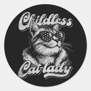 Childless Cat Lady Kamala Harris 2024 Classic Round Sticker