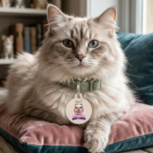 Childless Cat Lady Kimono Cat Funny Pet ID Tag